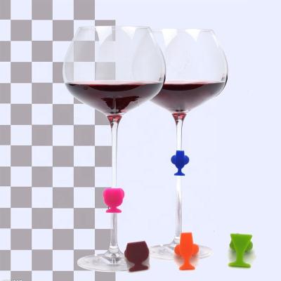 China Viable Markers Mini Wine Glass Shape Marker Cute Silicone Drinks Christmas Gift Charm / Reusable Glass Identifiers for sale