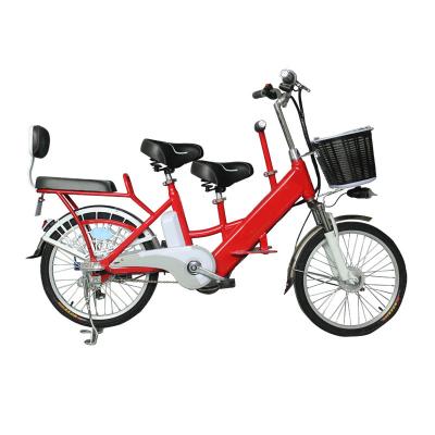 China Steel 20 inch 48v electric bicycle with 10Ah lithium battery and 240W power parent-child bicycle can sit 3 people for sale