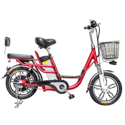 China Steel 16 inch 48v electric bicycle with 10Ah lithium battery and 350W power matte texture bicycle can be ride by pedal for sale