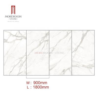 China Modern Italian 900x1800 Large Format Calacatta White Marble Porcelain Floor Tile for sale