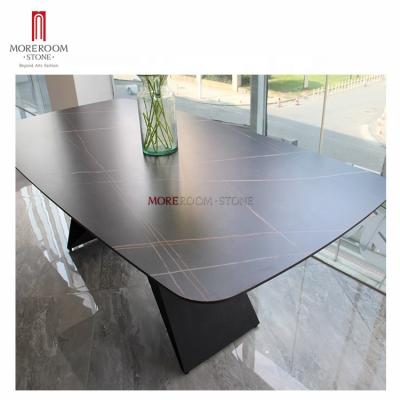 China Rectangle Adjustable Wholesale Modern Black Marble (Other) Style Look Like Porcelain Tile Slab Office Top Table for sale