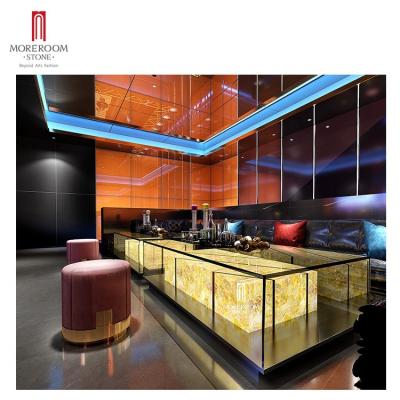 China Modern Yellow Quartz Crystal Gemstone Bar Table for sale