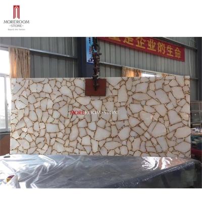 China White Quartz Crystal Slab Modern Semi Precious Stone Rock for sale