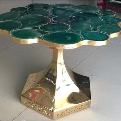 China Counter STONE Gold Side Gemstone Green Agate Coffee Table / Countertop / Bar MOREROOM Vanity for sale