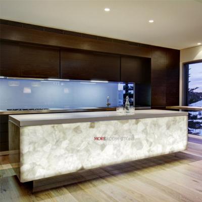 China Bar Counter/Countertop/Vanity/Natural Quartz Crystal White Gemstone Countertop Interior Design Wall Decor for sale