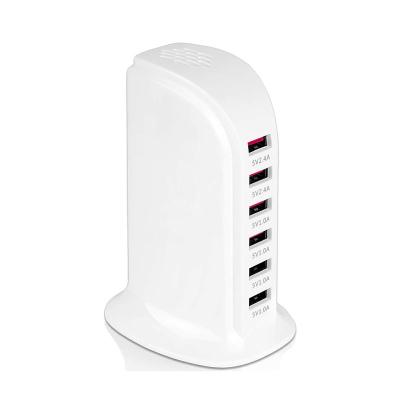 China Mobile Phone 6 Port 30W USB Tower Station Wall Charger Charging Desktop Hub for Multiple Devices Tablets and Smartphones for sale