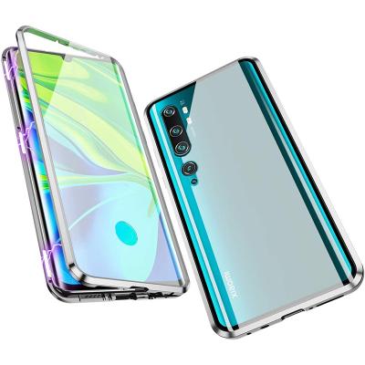 China Xiaomi Note 10/10 Pro Degree Protection Aluminum Frame Shockproof Magnetic Adsorption Cover Tempered Glass-metal Flip Cover for sale