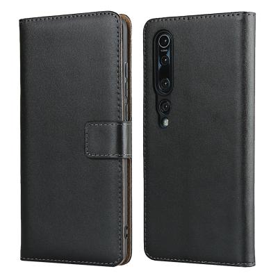 China Shockproof Genuine Leather Magnetic Wallet Case Cover with Kickstand Card Slot and TPU Protective Cover for Xiaomi 10 pro for sale