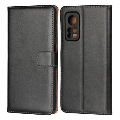 China Luxury Genuine Leather Case Shockproof Flip Folio Wallet Case with Kickstand and Card Slots for Xiaomi 10T 5G for sale