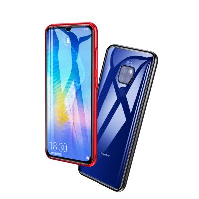 China Full Body Shockproof Metal and Magnetic Glass Phone Case For Huawei Mate 20 Tempered Glass Bumper Double Sided Glass Hard Cover Case for sale