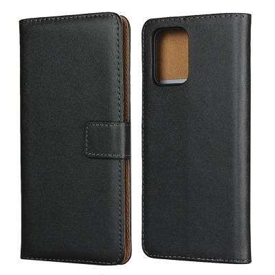 China Luxury Shockproof Flip Genuine Leather Protective Phone Slot Sleeve Case with Kickstand Cover Wallet Case for Samsung A91 for sale