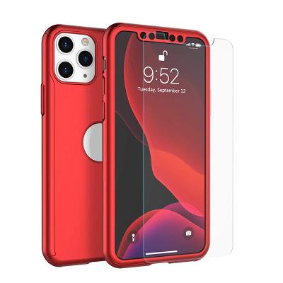 China Anti-drop 360 Shockproof Full Body Protection Matte Hybrid Hard Cover Case with Tempered Glass Screen Protector for iPhone 11 Series for sale