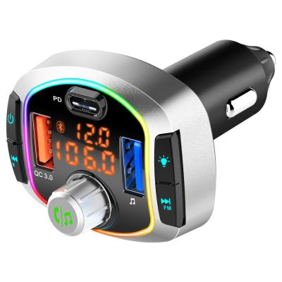 China Car FM Transmitter QC3.0+USB C Charger Dual Charger BT 5.0 Car Radio MP3 Player FM Radio Adapter TF Handsfree Car Kit Dual for sale