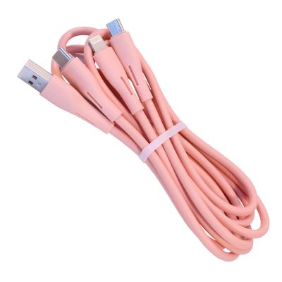 China Customized Liquid 2.4A Silicon Band Cable Soft Lighting/Micro Soft/Type-C 3 in 1 USB Data Fast Charging Cable for Mobile Phone for sale