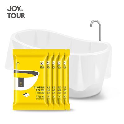 China Disposable JOYTOUR Travel Hotel Spa Bathtub Film Disposable Splash-Proof Bath Bag Thickened Folding Bath Bag for sale