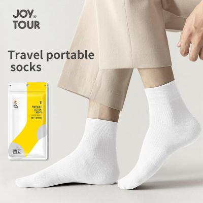 China Travel Sports Hot Sale Travel Hotel Spa Lazy No Wash Disposable Fashion Solid Colour Mid-Calf Sterile 10pcs Cotton Disposable Socks for sale