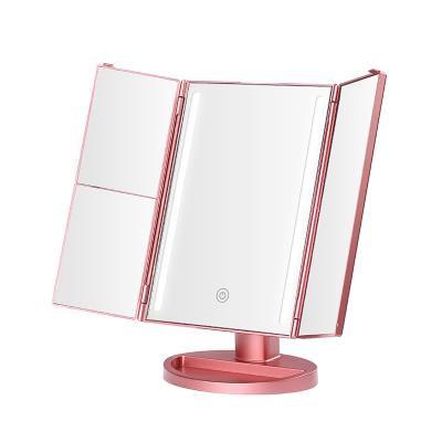 China Factory Sale High End Cosmetic Mirror Three Times Lighted Led Mirror Makeup With Touch Switch for sale