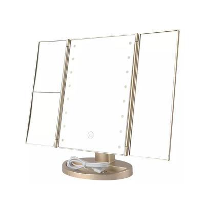 China Foldable Plastic Cosmetic Mirror Customized Color Lighted Led Cosmetic Mirror for sale