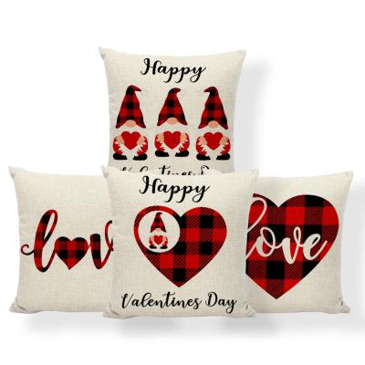 China PORTABLE Design Valentine's Day Pillow Cover Love Lovers Buffalo Plaid Decorations Anniversary Gift For Couples for sale