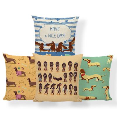 China PORTABLE Modern Style Cute Dachshund Cushion Covers Sets Cotton Pillow Linen Cushion Covers Kids Home Decorative for sale