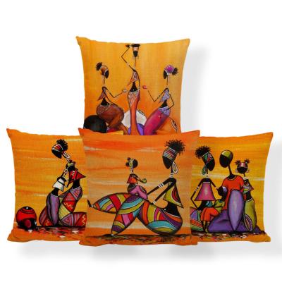 China Non-Toxic African Woman Kid Cushion Cover Printing Ethnic Africa Bedroom Cushion Pillowcase for sale