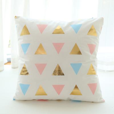 China Simple Soft Velvet Fabric Geometry Home Decor Throw Gold Color Bronzing Cushion Pillow Cases for sale