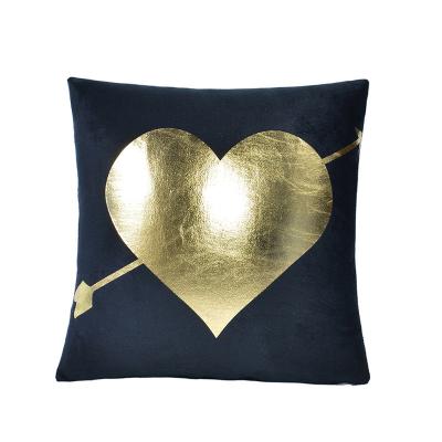 China Plain Customized Geometric Luxury Velvet Fabric Gold Bronzing Pillow Cover for sale