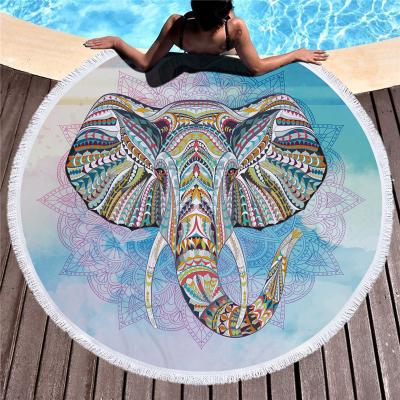 China Elephant QUICK DRY Beach Towel With Custom Elastic 100% Polyester Digital Printing Mandala for sale