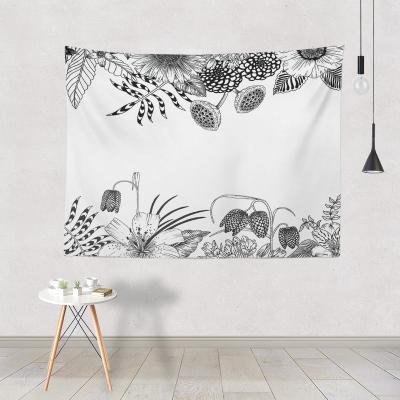 China Simple Washable Illustration Style INS Tapestry Print Peach Black And White Skin Printed Wall Hanging Decorative Home Living Room for sale