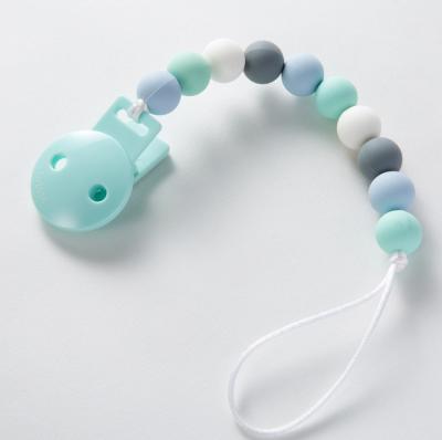 China Baby Teething Wholesale Pacifier Chain Baby Safety Mixed Color Silicone Beads Baby Pacifier Holder Chain for sale