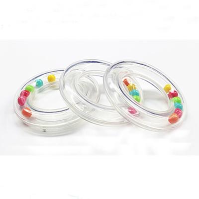 China Toys Shape Toy Accessories Baby Clear Plastic Rattle Ring With Colorful Beans For Baby Toy for sale