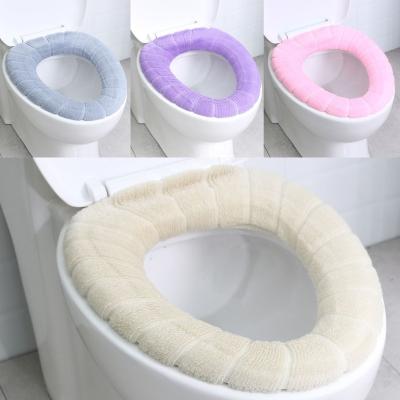 China Closestool Mat Washable Bathroom Accessories Knitting Pure Color Soft Warm Toilet Seat Cover O-Shape Toilet Seat Sustainable Winter Protection for sale