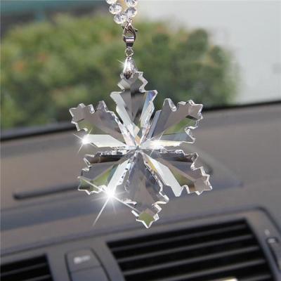 China Crystal Snowflakes Decoration Suspension Ornaments Sun Car Luxry Transparent Snowflake Pendant Catcher Trim Hanging Christmas Gifts for sale