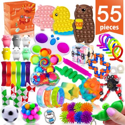 China Wiggle Person Toys 55 Packs Wiggle Sensory Toys Set 55 Pack Relaxing Wiggle Person Toys Squeeze Gadget Wiggle Sensory Toys For ADHD Kids Autistic Girls for sale