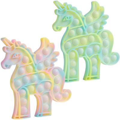 China 100% Fluorescent Hot Bubbles Unicorn Anti-Anxiety Sensory Popper Push Silicone Unicorn Gifts Toy Kids Glows in the dark fidgety person toy for sale