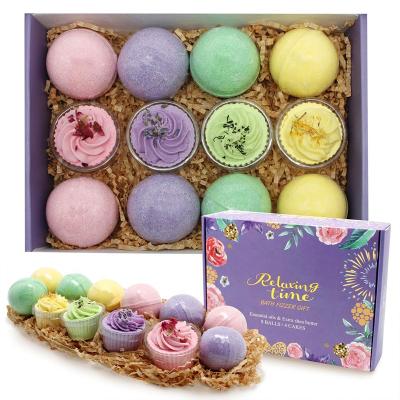 China Custom Vegan Homemade Colorful Sweet Cupcake Skin Care Beauty Spa Bath Bombs Fizzy Set for sale