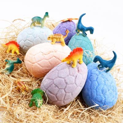 China Wholesale Cheap Funny Bath Private Label Surprise Hydration Gift Set Colorful Bubble Kids Dinosaur Egg Shape Bath Bombs With Toy Inside for sale