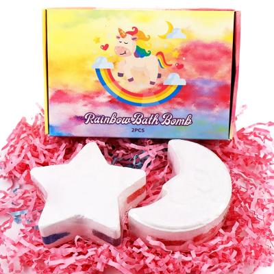 China Wholesale Custom Funny Vegan Natural Scented Bubble Wrap Body Skin Care.SPA Bath Star Rainbow Moon Colorful Bath Bomb For Kids for sale