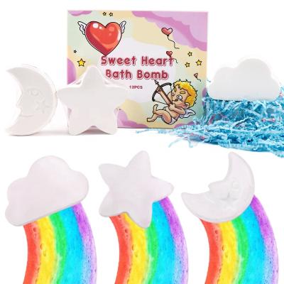 China Colorful Logo Rainbow Star Moon Bath Bomb Set Natural Original Scented Body Foot Bubble Spa Custom Funny Home Vegan for sale