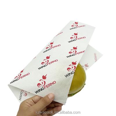 China Greaseproof Custom Logo Printed Food Grade Greaseproof Wax Sandwich Burger Wrapping Paper for sale