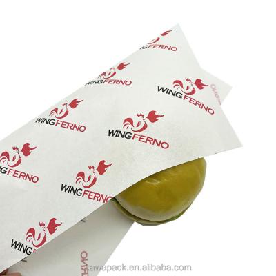 China Greaseproof paper grease wax paper wrap printed greaseproof paper for burger wrapping for sale