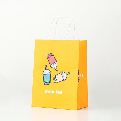 China Recycled Materials Flat Handle Bakery Food Brown Paper Bags Kraft Paper Packaging for sale