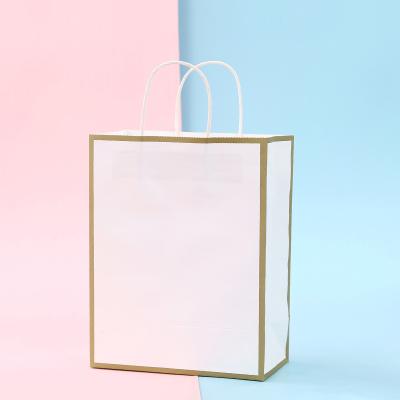 China Recycled Materials White Paper Kraft Handle Kraft Paper Bag Shopping Bag for sale