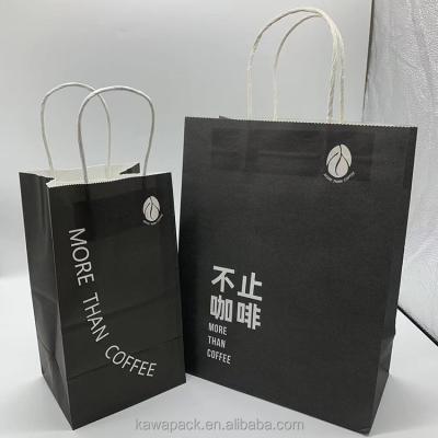 China Recycled Materials Custom Clothing Carry Packaging Bag Flat Handle Carry Brown Kraft Paper Bag With Your Own Logo for sale