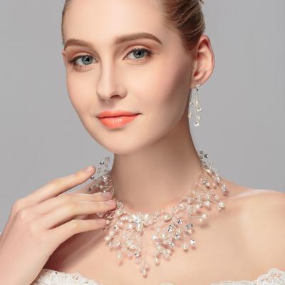 China CLASSIC Wedding Jewelry Sets Freshwater Pearl Crystal Necklace Earrings Sets For Bridesmaids Weddings Prom for sale