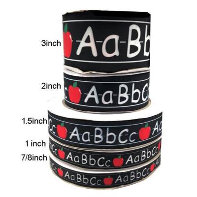 China Various Sizes ABC Simple Face Back To School Grosgrain Ribbon Width By The Yard Holiday Alphabet Ribbon Hair Bows Gift Craft for sale