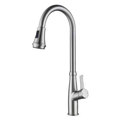 China Metered Faucets Brushed Nickel Facing 360 Degree Rotation Pull Down Kitchen Faucet for sale