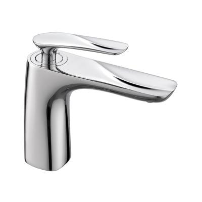 China Metered Faucets Chrome Deck Mounted Brass Hot Cold Water Single Handle Bathroom Faucet for sale