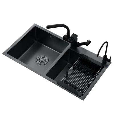 China Without Faucet Hand Washing Sink Designed Black Undermount Stainless Steel Kitchen Sink for sale