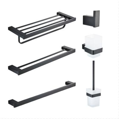 China Sustainable 304 Stainless Steel Bathroom Accessories Set And Hotel Black Low Price Bathroom Accessories for sale